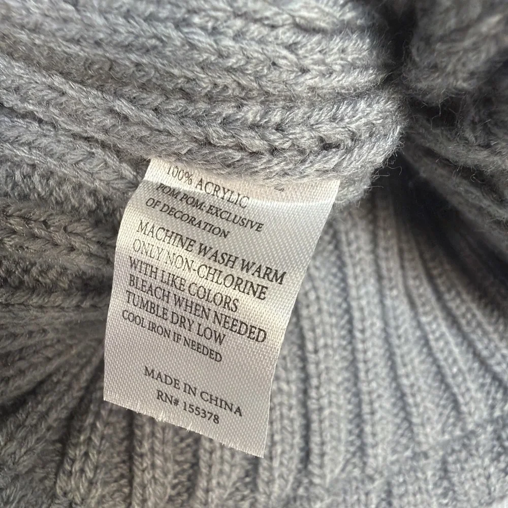 Baby Phat Beanie Knit Hat Grey‎ Faux Fur Pom Y2K Streetwear One Size